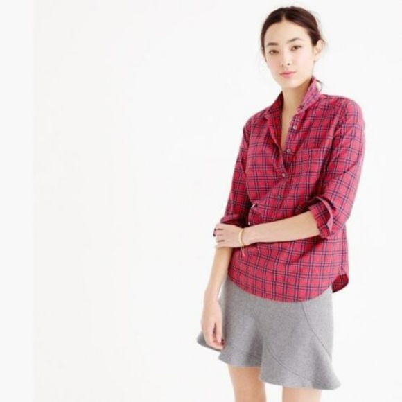 J.Crew Tartan Cotton Popover Shirt Plaid Pullover - Picture 6 of 8